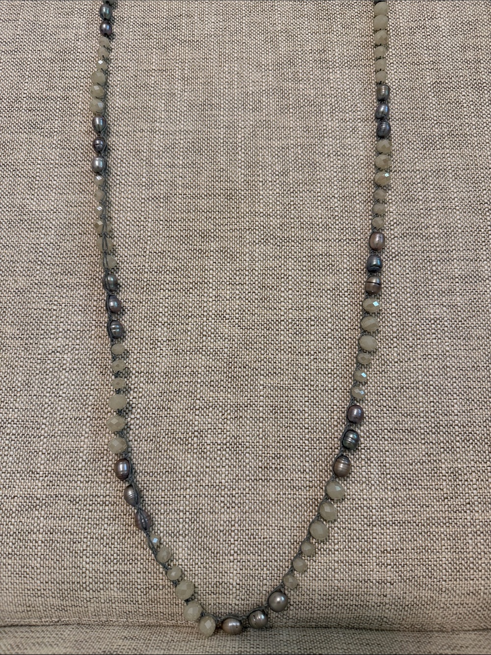 Neutral Gray and Taupe Beaded Necklace for Women